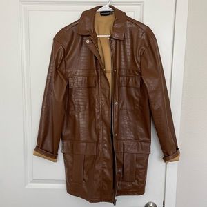 PLT oversized faux leather jacket